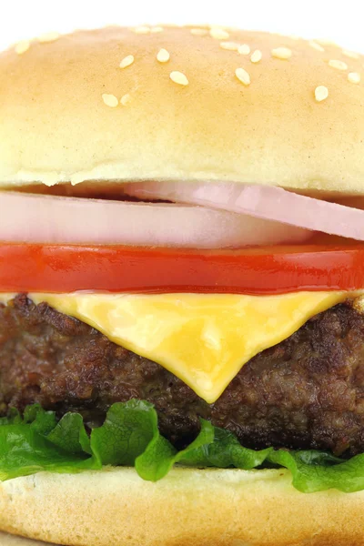Burger delicios la grătar pe chifle de grâu — Fotografie, imagine de stoc