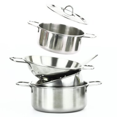 Group of stainless steel kitchenware clipart