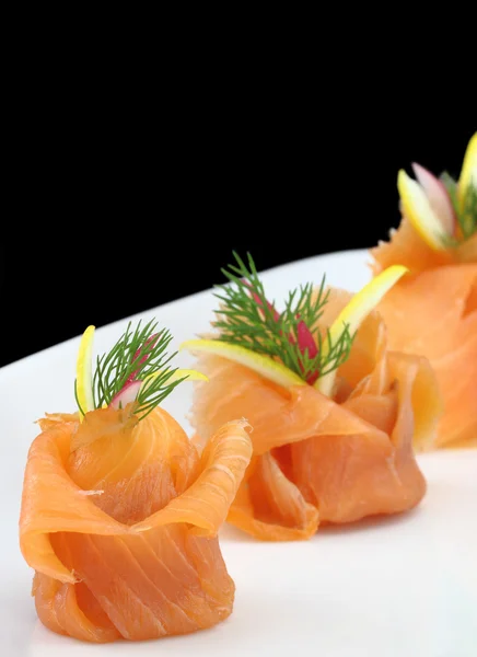 Smoked salmon appetizer — Stock Photo, Image