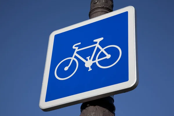 Kék kerékpáros jele — Stock Fotó