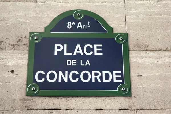 Sinal de lugar de la concorde, paris — Fotografia de Stock