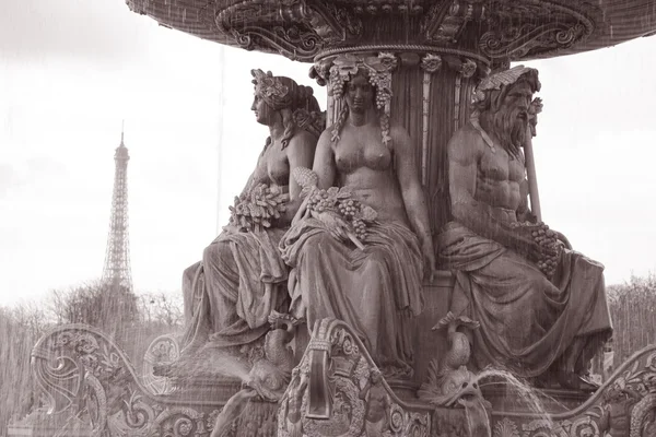 Place de la Concorde and Eiffel Tower, Paris — Stock Photo, Image