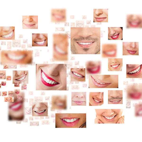 Faces of smiling in set. Healthy teeth. Smile — Stock Photo, Image