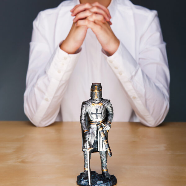 Secure service of insurance conceptual photo. Portrait of young