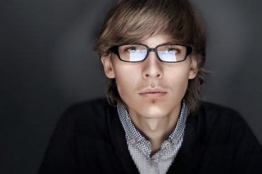 Portrait of young esquire man with smart and wise look. Looking clipart