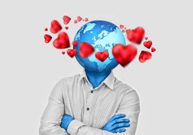 Youngman thinking about love and business at a time clipart