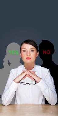 Portrait of young business woman making decision about her staff clipart