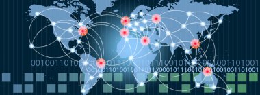 Dünya Haritası ile bağlantıları ağ ve sunucular loc sıcak noktaları