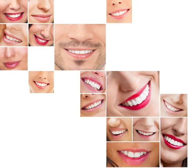 Faces of smiling in set. Healthy teeth. Smile — Stock Photo, Image