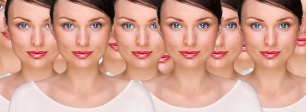 stock image Prety young woman standing with her clones