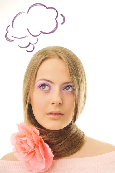 Seksi beyaz genç kadının güzel bl ile portre portre — Stok fotoğraf