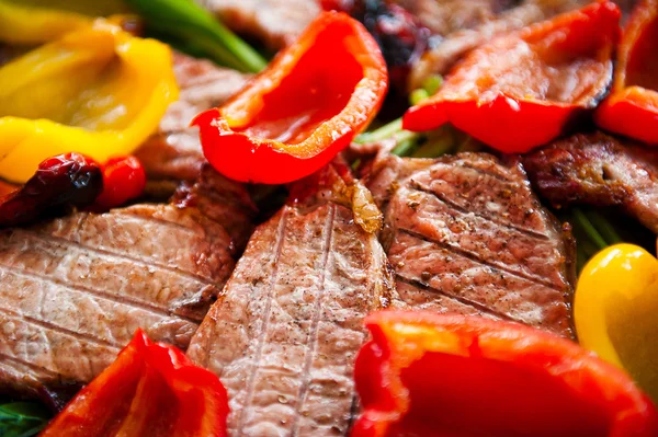 stock image BBQ Meat with Vegetables and Greens