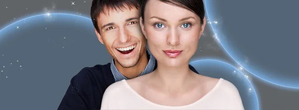 Portrait of beautiful futuristic style couple looking at camera — Stock Photo, Image