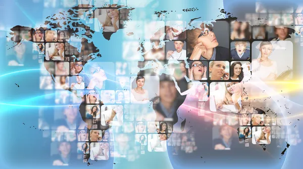 Photo of business are glowing at world map. International — Stock Photo, Image