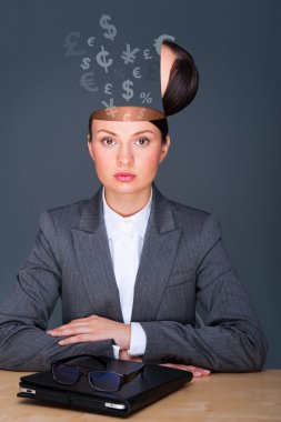 Conceptual image of an open minded business woman clipart