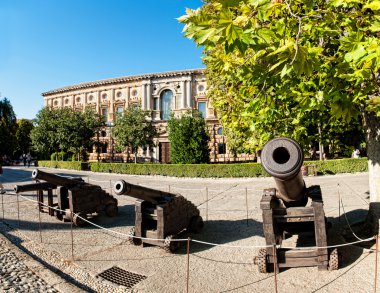 Renaissance Palace of Charles V in Alhambra complex, main facade. Granada, Spain clipart