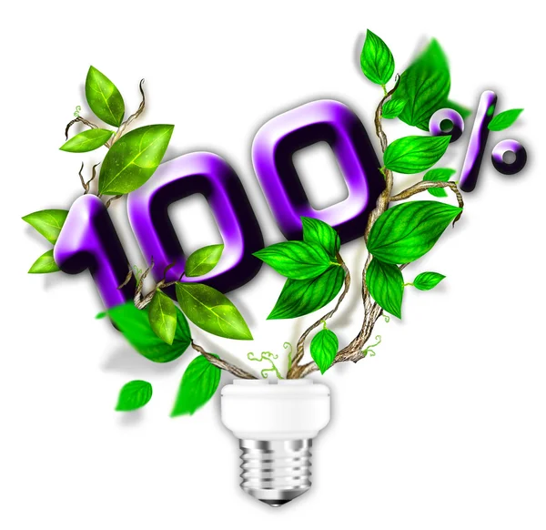 緑の値の概念と eco ランプ省エネ — ストック写真