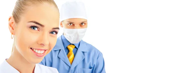 Portrait of Smiling doctor with his colleague in front of the camera — Stock Photo, Image