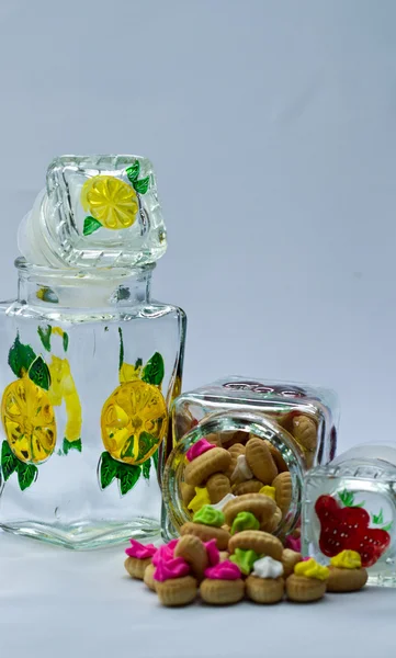 stock image Icing Topped Cookies in a Jar