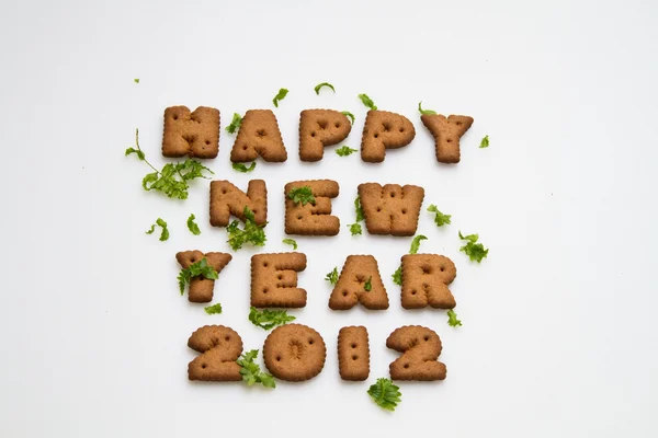 Happy New Year 2012 Biscuits And Leaves — Stock Photo, Image