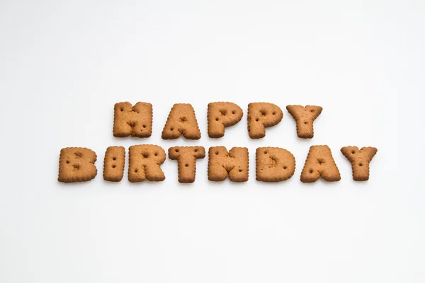 Happy Birthday By Biscuits — Stock Photo, Image