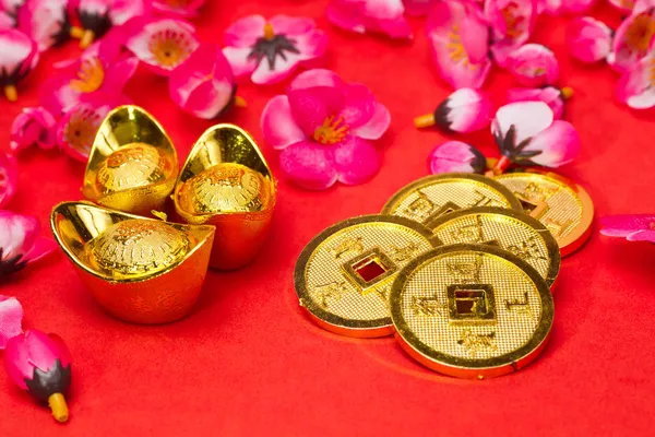 Chinese New Year Coins and Ingots Royalty Free Stock Images
