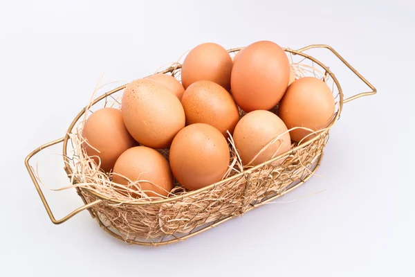 Ovos em Cesta de Metal — Fotografia de Stock