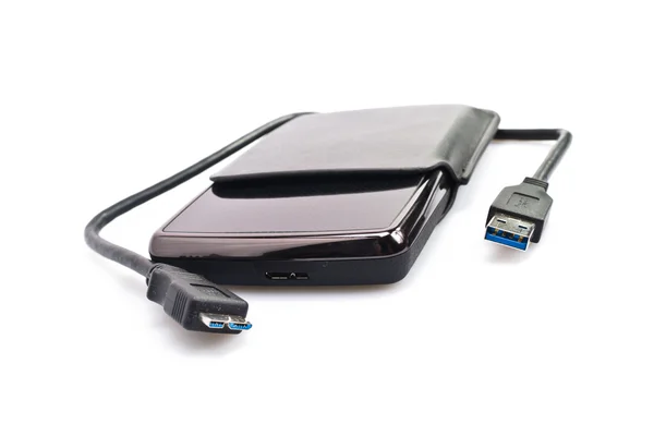 Disco rígido portátil com cabo USB — Fotografia de Stock