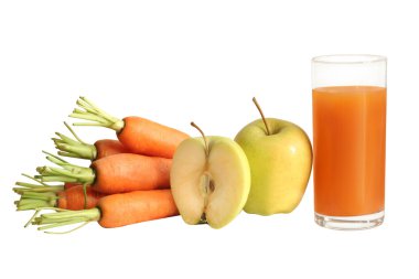 Fresh carrot and apple juice clipart