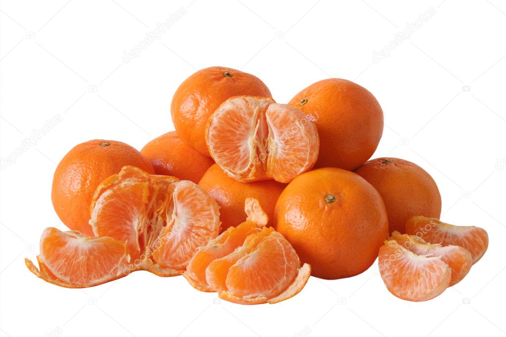 Tangerines on white