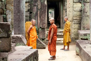 Monks in Angkor Cambodia clipart