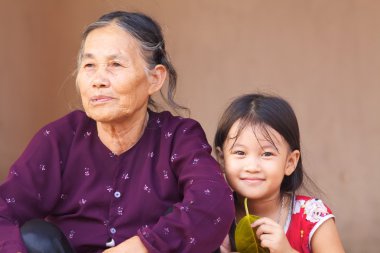Grandmother and Grand Daughter Vietnam clipart