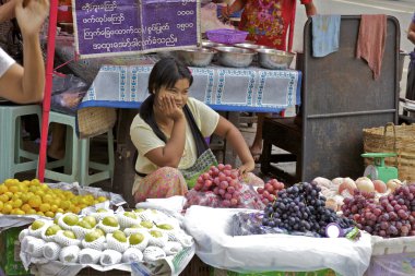 Street Market Vendors Yangon Myanmar clipart