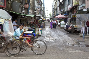 Yangon, Myanmar Downtown Street clipart