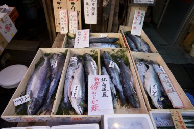 Tsukiji Seafood Market Tokyo Japan clipart