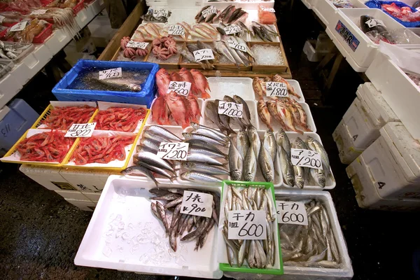 Mercado de frutos do mar de Tsukiji Tóquio Japão — Fotografia de Stock