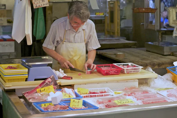 Tsukiji zeevruchten markt tokyo japan — Stockfoto
