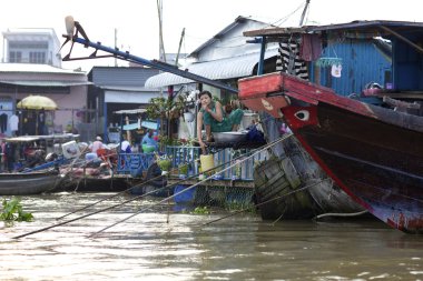 Floating Houseboat Mekong Delta Vietnam clipart