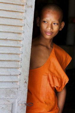 Young Monk in Cambodia clipart