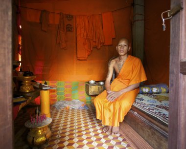 Monk in Cambodia clipart