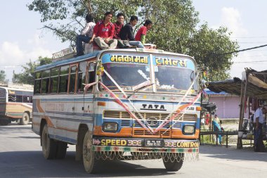 Overcrowded Bus in Kathmandu clipart