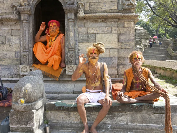 Sadhu santi uomini kathmandu nepal — Foto Stock