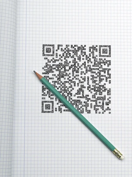 Pen and QR CODE on graph paper — Stock Photo, Image