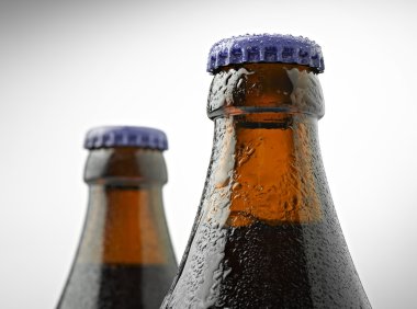 Neck of a trappist beer bottle with a lid clipart