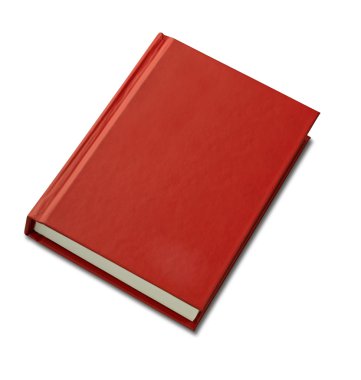 Blank red hardback book cover ready for text or graphic isolated clipart