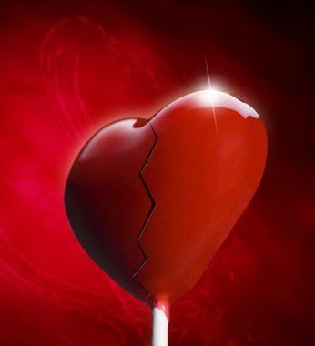 Broken Heart-shaped lollipop clipart