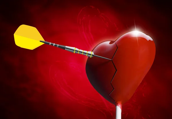 stock image Broken Heart-shaped lollipop hit by an arrow