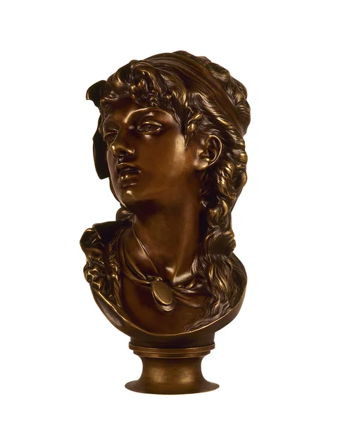 Classic bronze bust of women isolated on white — Stock Photo, Image