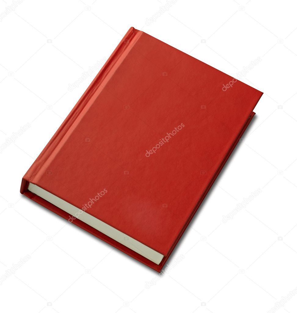 Blank red hardback book cover ready for text or graphic isolated
