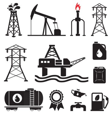 Oil, gas, electricity symbols clipart